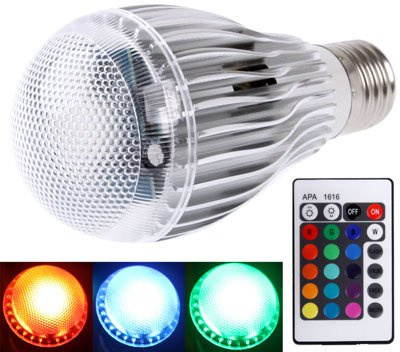 Luz de noche E27 10W RGB LED bola de maceración ligera, Flujo luminoso: 800-900lm, con mando a distancia nuevo