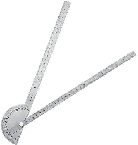Angle Protractor Angle Finder Ruler Two Arm Stainless Steel Protractor Woodworking Ruler Angle Measure Tool with 0-180 Degrees (30 cm/ 11.8 Inch)