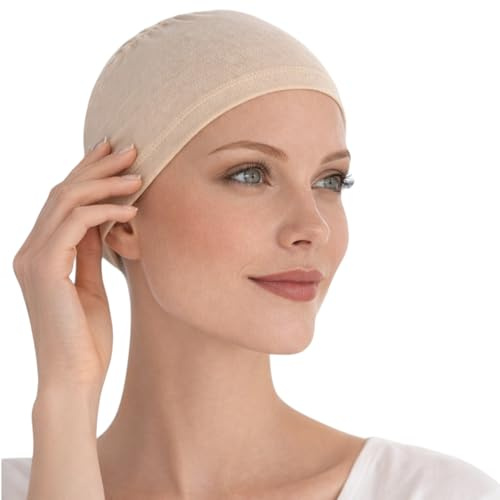 LUTTMANN® Bamboo Wig Cap – Perücken Unterziehhaube aus Bambus, Kopfschutz für Echthaar- & Kunsthaarperücken, Turban, Kopftuch, Reithelm – Beige