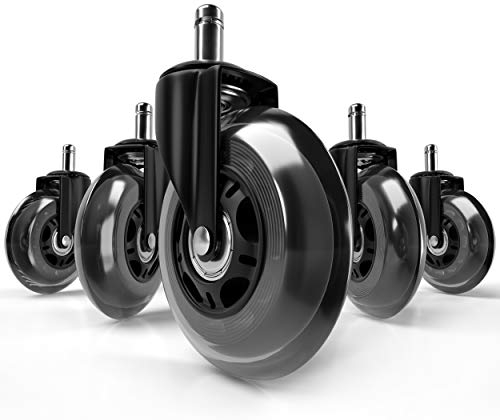 Vendix 5X Rotelle per sedie da Ufficio silenziose e AntiGraffio - Ruote universali per sedie da Ufficio, perfette per parquet, Laminato e Moquette (10 x 22 mm)