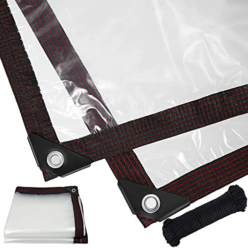 QOFLY Wasserdicht Transparent Plane Mit öSen 3x3,GroßE Abdeckplane Wasserdicht Gewebeplane Durchsichtige Plane FüR DraußEn,Pflanzendach Winter,Wetterfeste Plane Faltbar Planen,Seil Enthalten