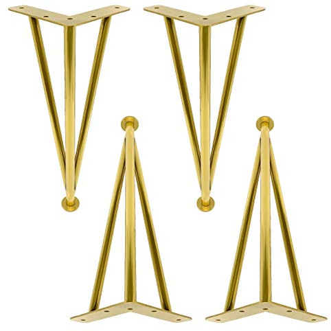 Jolan Tischbeine Aus Metall,Möbelfüße Aus Edelstahl,Bad Ersatzbeine,Höhenverstellung,Wasserdicht/Rostfrei,Dreiecksstabilität,Mit Zubehör,DIY Sofa Füße.,Gold,40cm