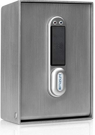 masunt Schlüsseltresor 2121 RFID | elektronischer Schlüsseltresor | Registrierung von bis zu 50 individuellen Zutrittsmedien | V2A Edelstahl | Aufbruch-sicher | wetterfest | silber
