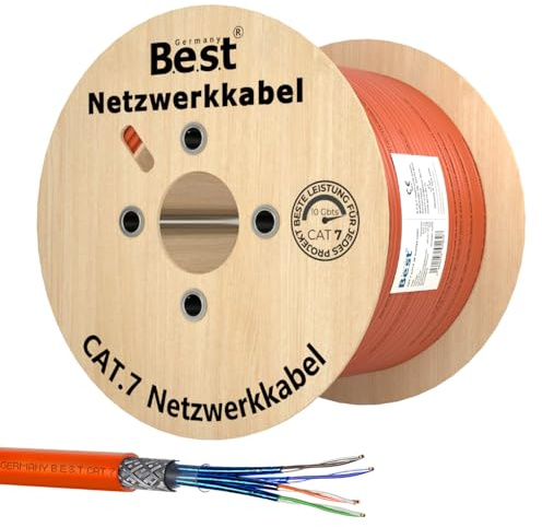 CAT 7 Netzwerkkabel 500m Reines Kupfer LAN Verlegekabel S/FTP 10 Gbit | 100% reines Kupfer, LAN Verlegekabel, Ethernet Installationskabel, S/FTP, 10 Gbit, PoE+, Router, Switch, Patchpanel, Keystone