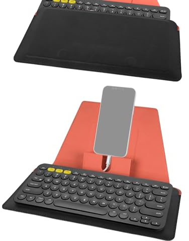 GEEKRIA Étui de Clavier Compact, étui de Voyage en Cuir végétalien avec Support de téléphone et Tablette, étui de Clavier Compatible avec Logitech Pebble Keys 2 K380s/Logitech K380, Magic Keyboard