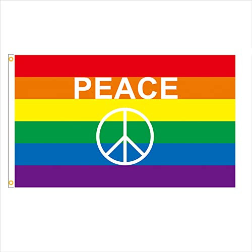 bandiera pace grande,Bandiera Arcobaleno,bandiera arcobaleno in poliestere, con occhiello in ottone,bandiere internazionali decorazioni e celebrazioni per interni ed esterni,150x90cm Rainbow Flag