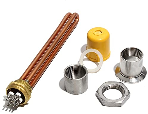 DHVIJA 1 Inch/DN25 All Copper Electric Heating Tube With Accessories 220V Immersion Water Heater Part 3KW/6KW/9KW/12KW joyous (Size : 220V, Color : 3KW 200mm Copper)