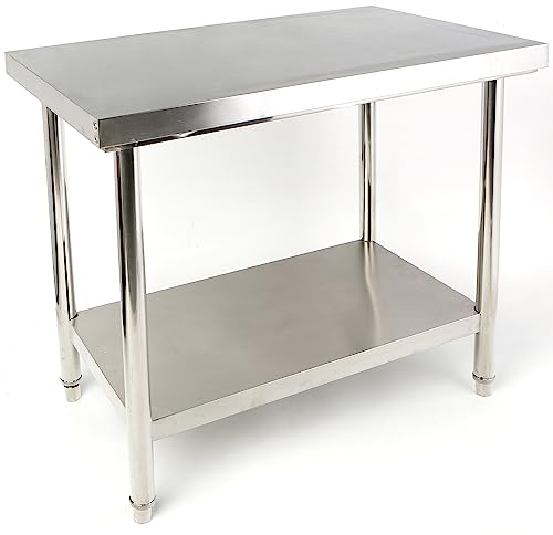 CAVATINY Edelstahl Küche Arbeitstisch - 120x85x60cm - Gastronomie Tisch bis 300kg belastbar - Profi Gastro Edelstahltisch Küchentisch mit Verstellbare Füße und großer unteren Ablagefläche