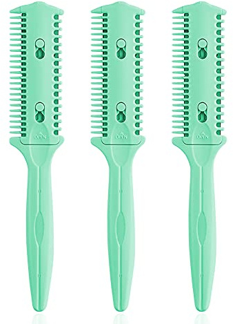 Soft 'N Style Lot de 3 peignes rasoirs double face, ciseaux de coiffure, peigne à pointes fourchues pour coupe et coiffure fins et épais (F, 3)