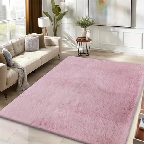 PHP Large Rugs Living Room - Super Soft Area Rug Carpet Mat for Bedroom - High Dense Pile Non Slip Heavy Area Rugs for Nursery Room - 160 x 230 cm, Pink