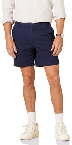 Amazon Essentials Men's Classic-Fit 7 Inseam Comfort Stretch Chino Shorts, Navy, 34