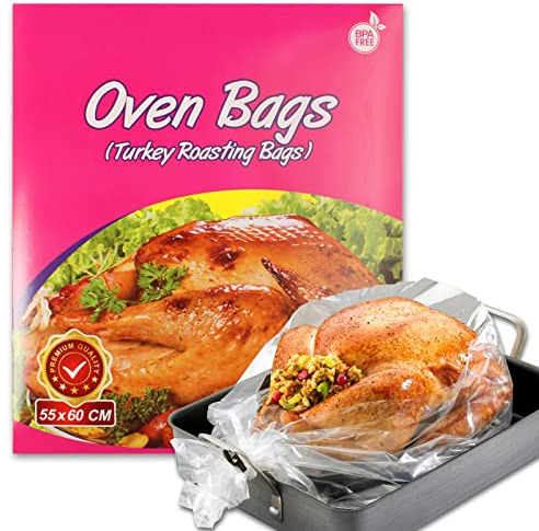 10 sacchetti da forno di grandi dimensioni per arrosti, perfetti per il giorno del Ringraziamento, tacchino, anatra, pollo e altre carni (1 confezione da 55 x 60 cm)