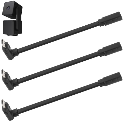 Uogw 3 Pack 90° Micro-USB Extension Cable Compatible with Wyze Cam Pan v3 and Wyze Cam v3 Pro, 5inch Male to Female Extender Cord for WYZE Cam,L-Shaped Flat Cable(Black)