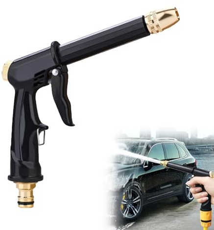 Pistola a Spruzzo d'Acqua da Giardino,Pistola Giardino Alta Pressione Professionale,per Autolavaggio,Irrigazione Prato,1 Pezzi,Nero