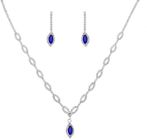 Clataly Braut Hochzeit Halskette Ohrringe Set Silber Kristall Strass Brautschmuck Zubehör für Frauen und Mädchen