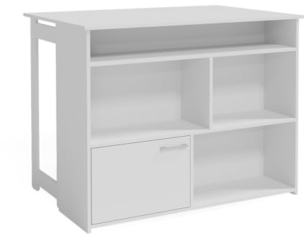 Vicco Bartisch Dominic, Bartresen für Esszimmer, Weiß, 116 x 37 cm 4X offene Fächer und 1x Tür