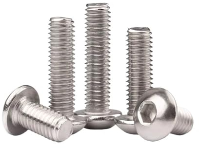 Schrauben mit Innensechskant und Innensechskant, M6 304 Edelstahl, Vollgewinde, Flachrundkopfschrauben mit Innensechskant (Farbe : Silver, Größe : M6*45 [5PCS])