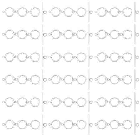 UNICRAFTALE 20 Set Mit 304 Knebelverschlüssen Aus Edelstahl Ring Und Stangenknebelverschlüsse Für Armbänder T Stangenverschlussverschlüsse Mit Biegeringen Verbindungsstücken OT Endverschlüssen