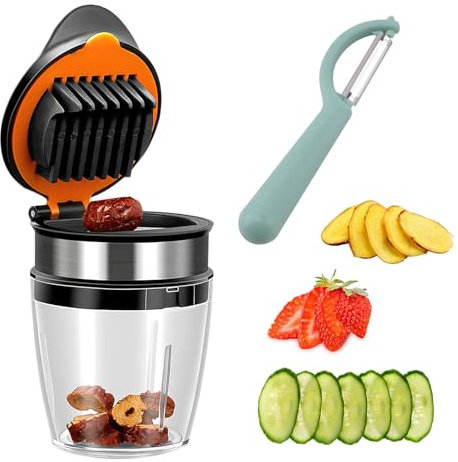 Ensemble de coupe de fruits et éplucheur, trancheuse pour fruits et légumes, coupe-tasse, coupe fruits, trancheuse à concombre, tasse pour la préparation rapide de salades de fruits et légumes