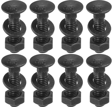 sourcing map M6 x 20mm Carriage Bolt Kit, 25 Set Round Head Square Neck Screws, Carriage Bolts Screws Set Includes Washers and Nuts - Carbon Steel Black Oxide for Fastening Accessories