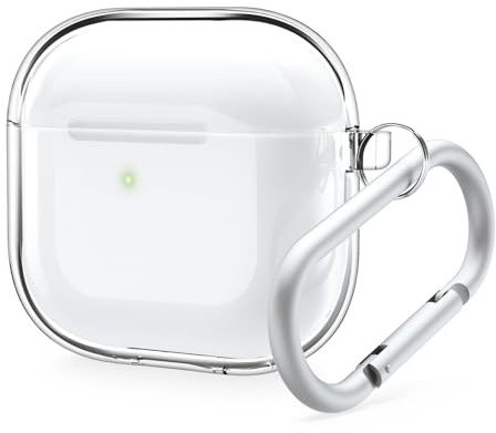 elago Cover Trasparente per AirPods 4 | Moschettone Incluso, Riduzione dell'Ingiallimento, Ricarica Wireless (Trasparente)