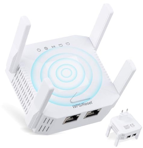 Mapille Ripetitore WiFi Potente 1200Mbps, Amplificatore WiFi Dual Band 2,4GHz e 5GHz, Modalità Ripetitore/AP/Router, 4 Antenne Esterne, Extender Wifi con Porta Ethernet per Casa e Ufficio