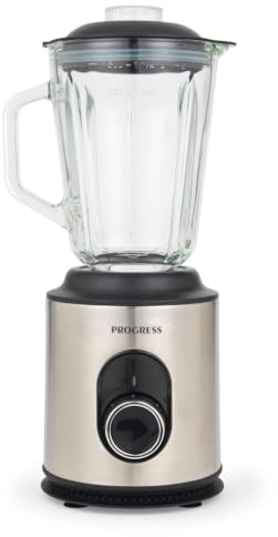 Progress Jug Blender 1.5L Glass, 550W, 2 Speed Plus Pulse, Silver | 4-Wing Stainless Steel Blades, Detachable Jug, Easy Clean Design, For Smoothies Milkshakes Sauces Protein Shakes Iced Drinks