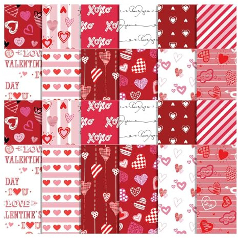 Papel especial San Valentín,Papel Scrapbook Corazón,Papel de scrapbooking Papel especial de San Valentín | Papel artesanal de doble cara, Cartulina de amor para álbum de fotos
