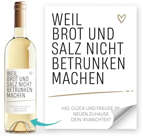 SpecialMe® Weinetiketten personalisiert Flaschenetiketten selbstklebend Wein Geschenk Einzug Einweihungsgeschenk Haus Weiss unisize