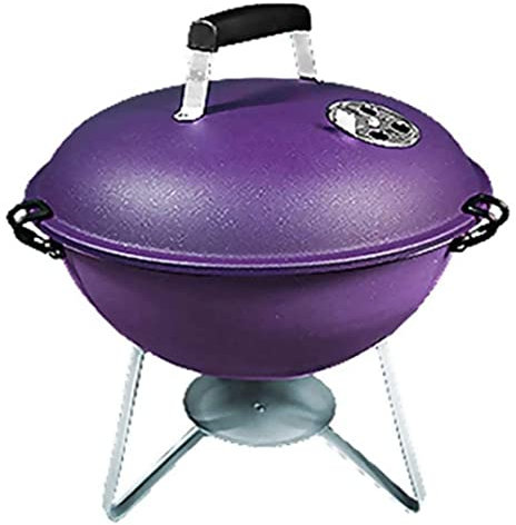 Barbacoa Carbon Para Acampada Parrilla De Carbón Portátil Parrilla De Barbacoa Al Aire Libre Estufa De Parrilla De Barbacoa Pequeña Redonda De Acero Inoxidable Barbacoa Portatil(Purple)