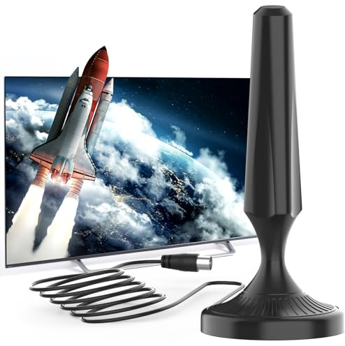 DVB-T2 Antenne mit Magnetfuß – TV Zimmerantenne Innen für Full HD & 4K Empfang, 360° Richtungsfrei, Kompatibel mit DVB-T2 HD Fernseher – 5 m Koaxialkabel