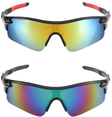 AYNKH 2 Pack Lunettes de Soleil pour Enfants, Lunettes de Vélo à Moto, Lunettes de Sport à la Mode pour Courir à Vélo, Lunettes de Soleil de Viseur de Protection UV pour Garçons Filles