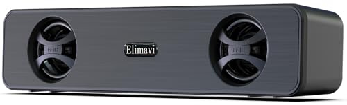 Elimavi Enceinte PC USB 2.0 avec Deux Pilotes de 5 W, Barre Audio d'ordinateur, Mini Barre de Son - Plug and Play
