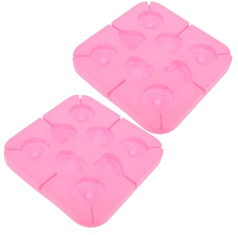 Cabilock Moules à Sucettes en Silicone 8 Cœurs Cercles Moules de Cuisson Antiadhésifs pour Bonbons Maison Outils de Boulangerie Sain et Facile à Démouler Saint-Valentin