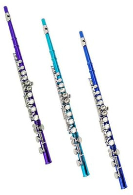 flautas Profesionales Para Principiantes Flauta Travesera De Orificio Cerrado De 16C Mi Color Azul Morado Y Cian Para Principiantes Instrumento De Práctica(Cyan)