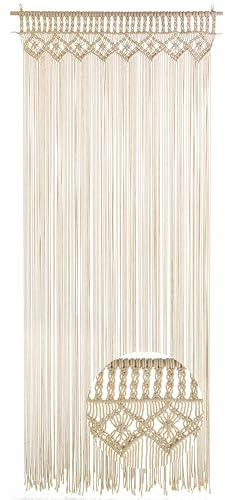 Kobolo Türvorhang Twine 95x210 cm,handgewebter Makramee-Vorhang, Baumwolle, Beige, Boho-Dekoration für Türen & Fenster, Hochzeitsdekoration, Raumteiler & Wandbehang, Gewebte Tapisserie