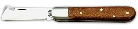 DUE BUOI 203L Coltello da Innesto Professionale Alberi da Frutto e Giardinaggio Manico in Mogano e Lama in Acciaio al Carbonio Böhler K720
