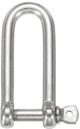 sourcing map Grillete de arco de acero inoxidable, 20 mm de largo, en forma de D, grilletes de tornillo grandes para barco, velero, cadena de aparejo, cierre de aparejo, joyería de paracaídas