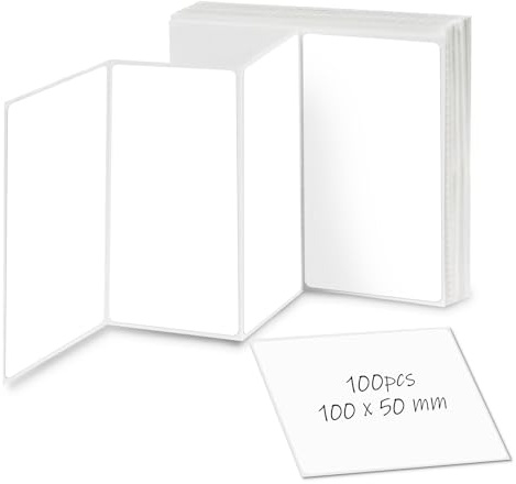 ilauke 100 x Plain White Sticky Labels,100x50mm Self Adhesive Address Labels Stickers, Blank Postage Shipping Parcel Jars Storage Boxes Name Stickers, Easy to Write-on