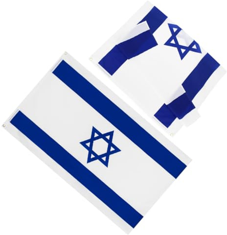 Parliky 2 pièces Drapeau Israël Grand Polyester Résistant et Imperméable pour Décoration Extérieure et Fêtes Patriotiques