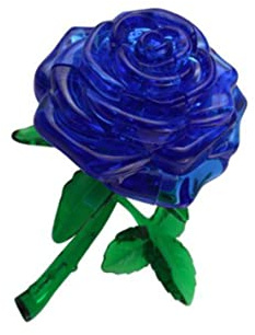 Hperu 3D-Kristall-Rosen-Bauset, 44-teilige Blaue Glasblumen-Dekorationsblöcke, kreative DIY-Heimdekoration, für Erwachsene und Jugendliche