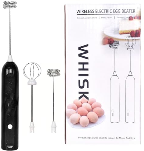 Mousseur à Lait Électrique, Mousseur à Lait Portatif, avec 2 Têtes de Mélange, Tête de Mélange en Acier Inoxydable, Chargement Usb, Réglage à 3 Niveaux, Adapté au Café, aux Œufs, à la Mousse de Lait