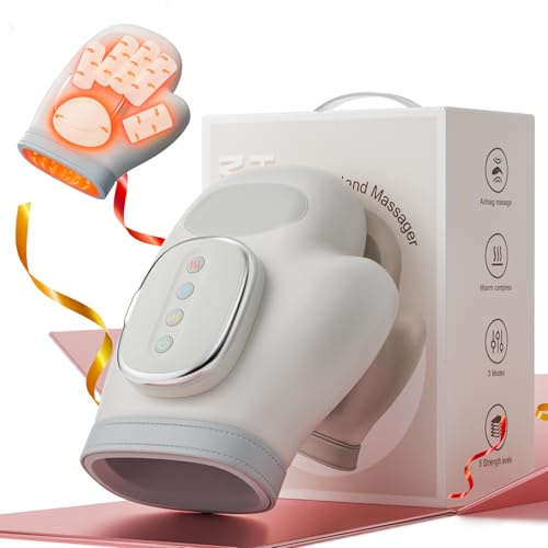 Cordless Hand Massager with Heat and Compression, Electric Hand Massager for Arthritis and Carpal Tunnel Relief, 3 Modes 3 Heat Levels 5 Compression Settings Hand Massage, Ideal Gifts for Women/Men