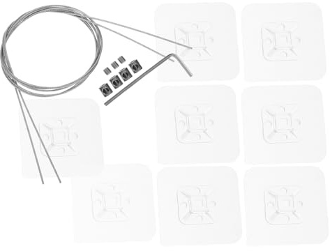 HONITANO 2 Piezas Correas de Seguridad Ajustables para TV 42 Pulgadas de Metal, Anclajes Adhesivos Antivuelco sin Taladro para Muebles y Estanterías, Kit 2 Unidades 8 Adhesivos, Protección