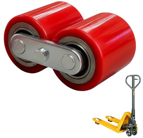 Lot de 2 roulettes de transpalette, en polyuréthane, 80 x 70 mm, roulettes de rechange, pour transpalette, volant en caoutchouc avec roulement à billes, axe 20 mm, charge maximale : 700 kg