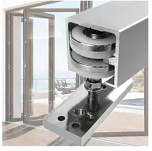 Schiebetür Komplettset Hochleistungs-Doppelfalttür-Schienenset Mit Rollen, Deckenmontage-Falttürbeschläge Aus Aluminiumlegierung, Sanftes Gleitset Für Schränke(E)