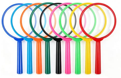 9 Pcs Handheld Magnifying Glasses Set, 5X Colorful Mini Magnifying Glass | 12 x 6.2 cm magnifying glass , Plastic Magnifier Hand Lens for Reading Researching Party Favors Bug Finding