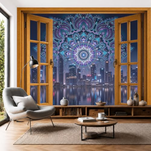 MIATCENRT Papel Pintado Fotográfico Vista Ventana Paisaje Urbano