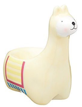 KitchenCraft Ceramic Llama-Shaped Novelty Egg Cup, 1 x 5.5 x 9.5 cm (4 x 2 x 3.5) - Beige