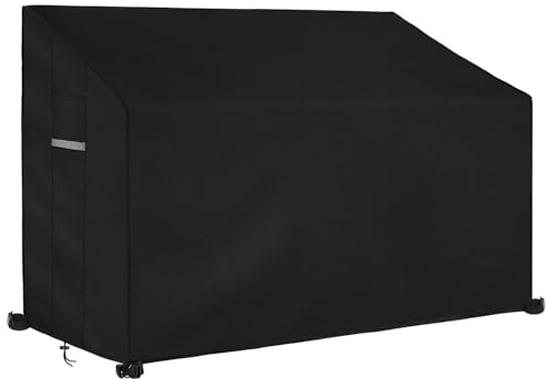 Dokon 2-Sitzer Gartenbank Abdeckung, Schutzhülle Bänke Outdoor Winterfest | Robustes Oxford, Wasserdicht Beschichtet, Winddichte Gurte, Kordelzug, Verdeckte Lüftung, UV-Schutz, 134x66x63/89cm, Schwarz